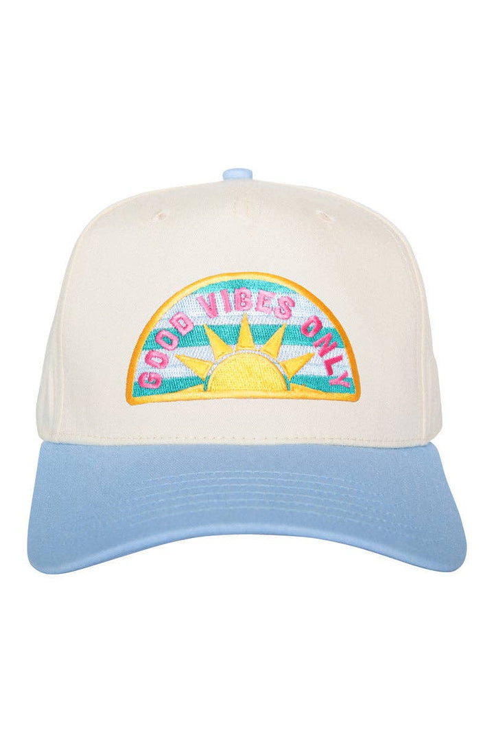 Katydid - Good Vibes Only Patch Easter Vintage Hat: Light Blue and Tan