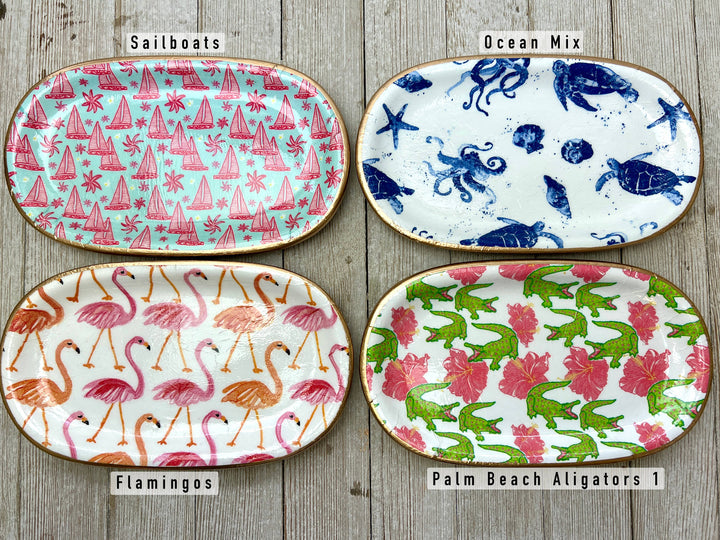 Michelle Allen Designs - Ceramic Jewelry tray- large: Pastel Butterflies