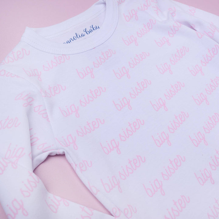 Magnolia Baby - Big Sister Print Long Pajamas: 5