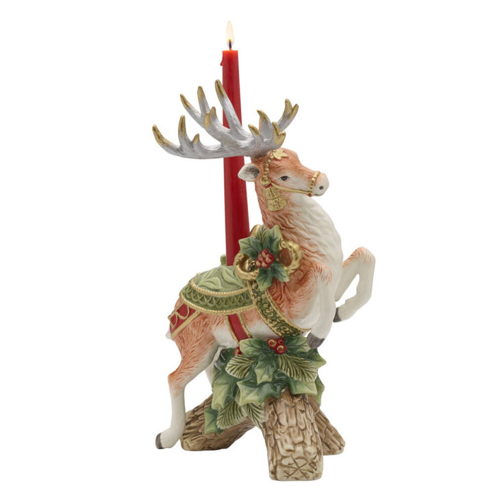 Fitz and Floyd® Mikasa® Pfaltzgraff® - Fitz & Floyd Holiday Hme Green Deer CndleHolder Gift Box Pkg: Green / Earthenware / Holiday