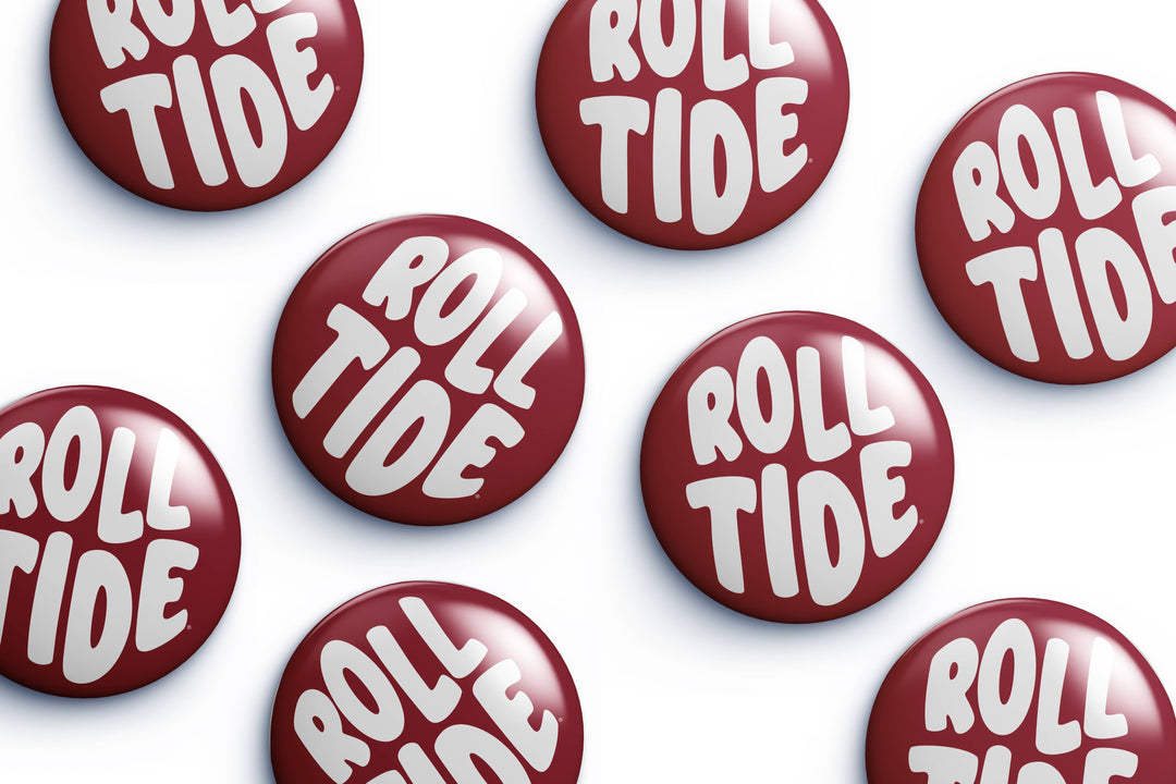 Cute As A Button - Alabama Roll Tide Bubble Letter Button