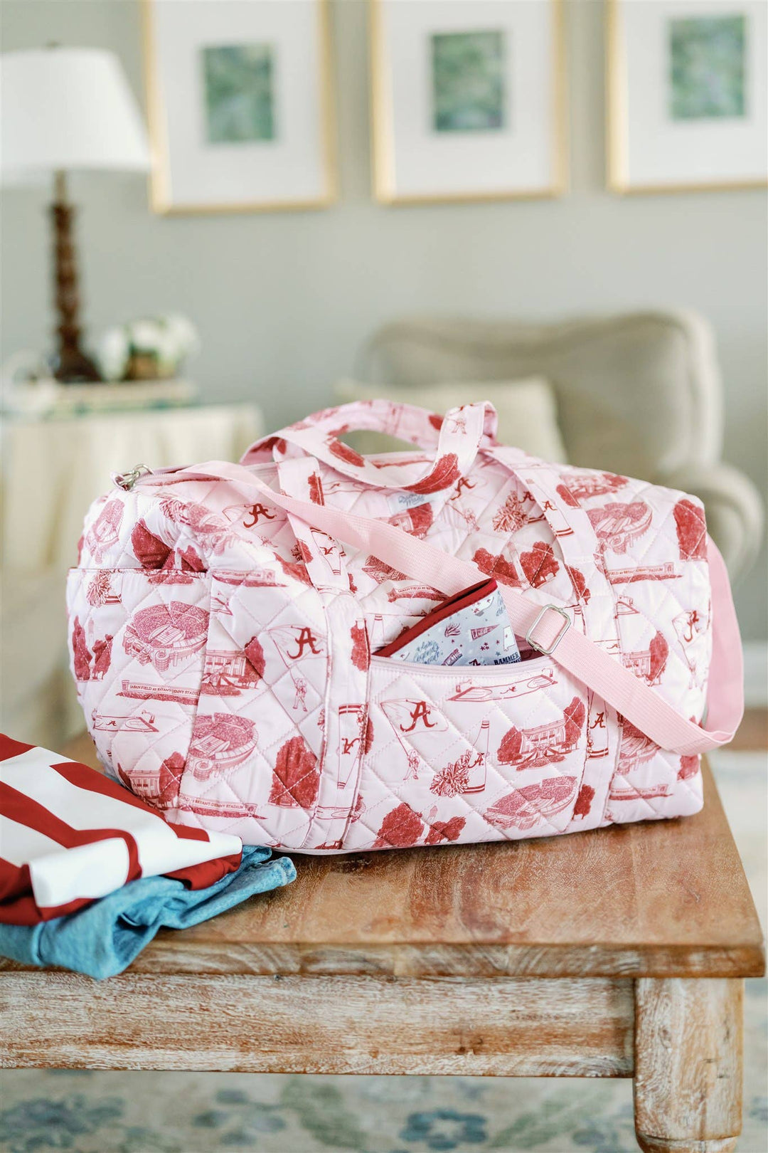 Gracefully Made Art - Licensed University of Alabama Quilted Duffle