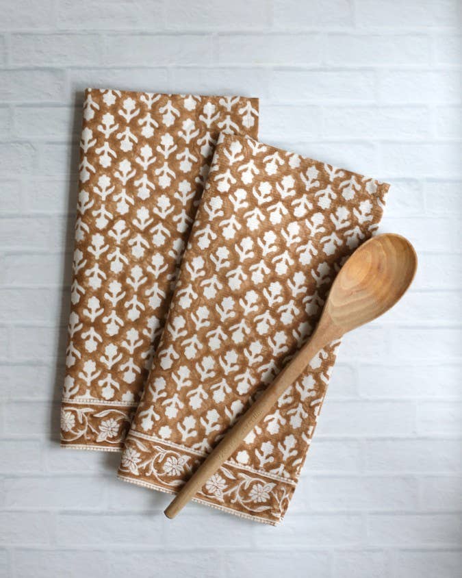 PACIFIC & ROSE TEXTILES - Kitchen Towel Charlotte Caramel, Set of 2