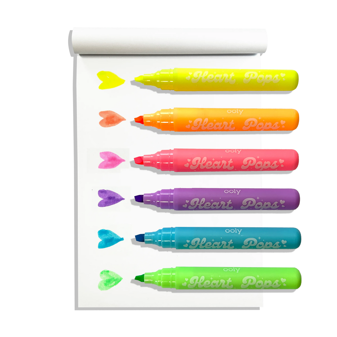OOLY - Heart Pops Neon Highlighters - Set of 6