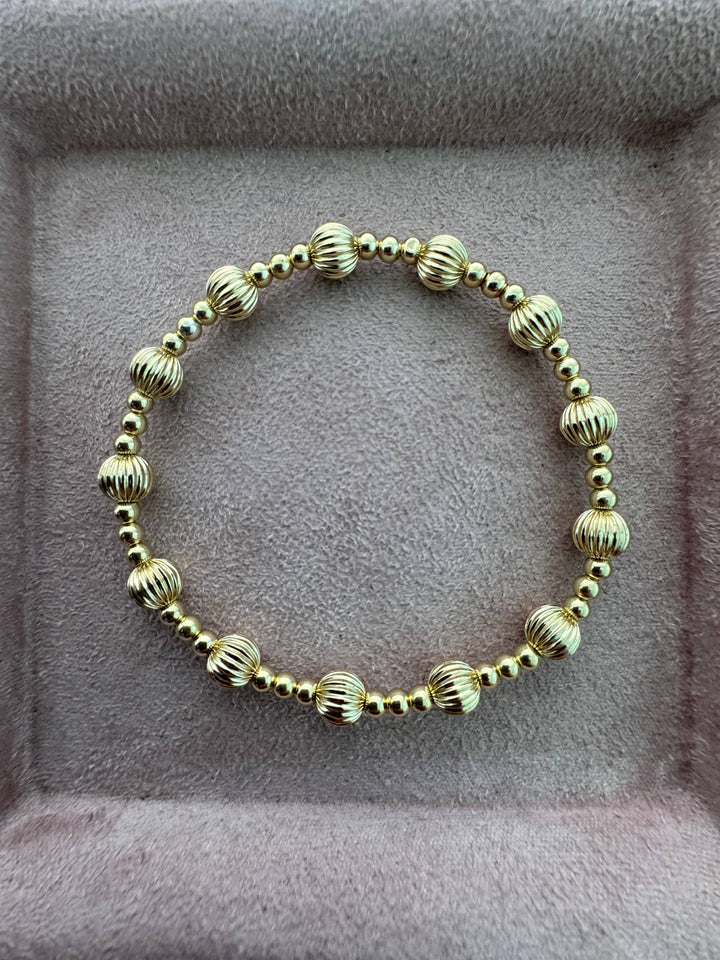 "HOPE" 14K Gold filled Ball Beaded Bracelet: Gold Filled / Stretchy 7"