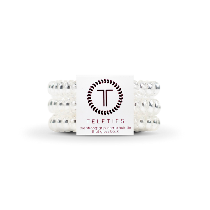 TELETIES - Spiral Hair Coils | Small | Crystal Clear Hair Ties