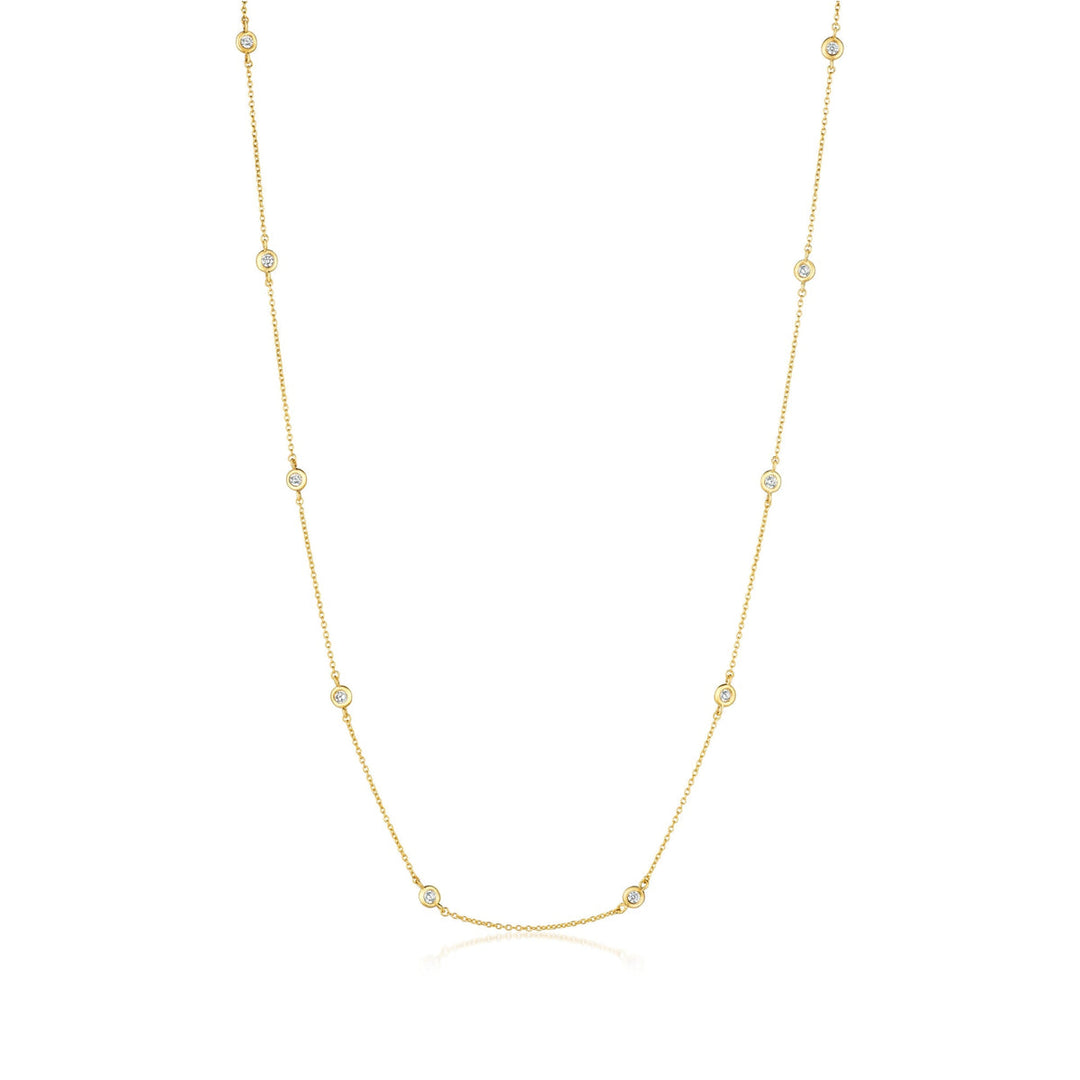 2mm 16" Station Necklace Finished in Gold
