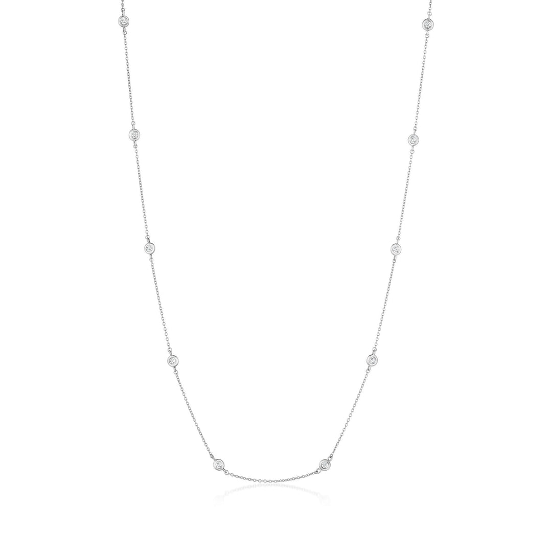 2mm 16" Station Necklace Finished in Platinum