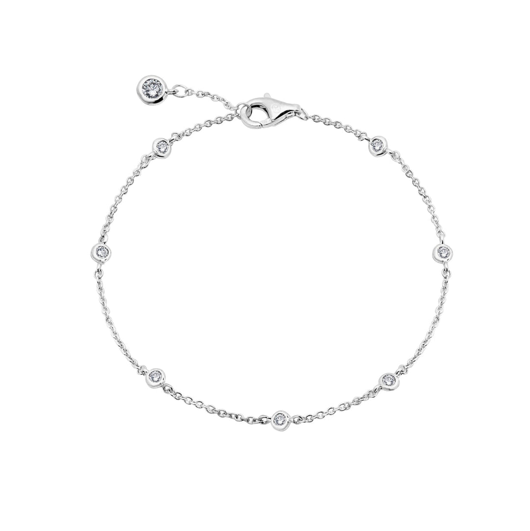2mm Station Anklet Finished in Platinum