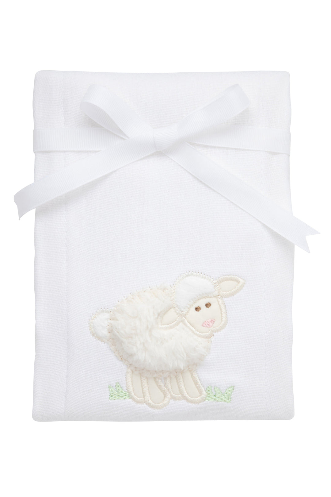 Lamb Applique Burp, White