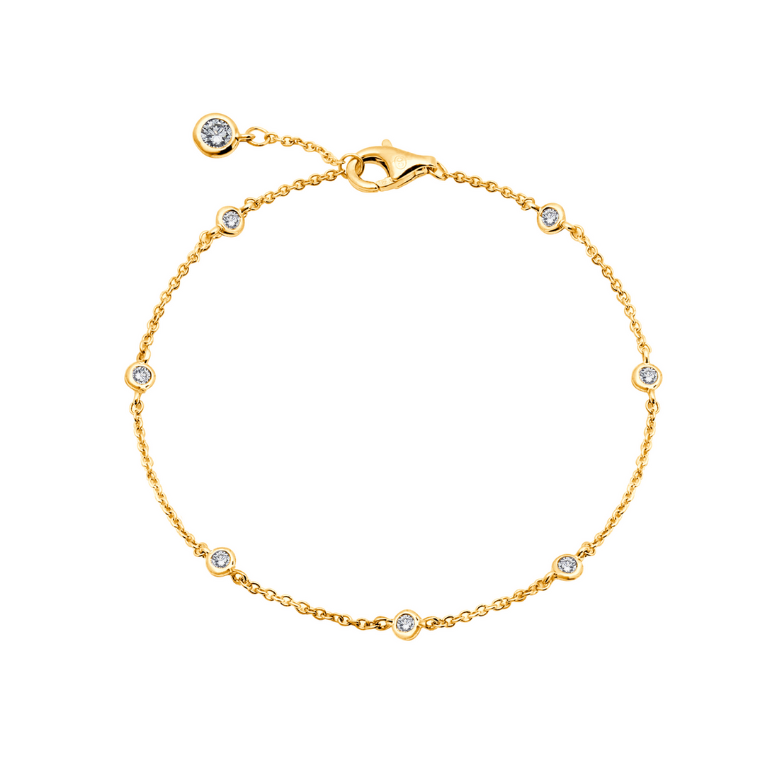 2mm Station Anklet Finished in Gold