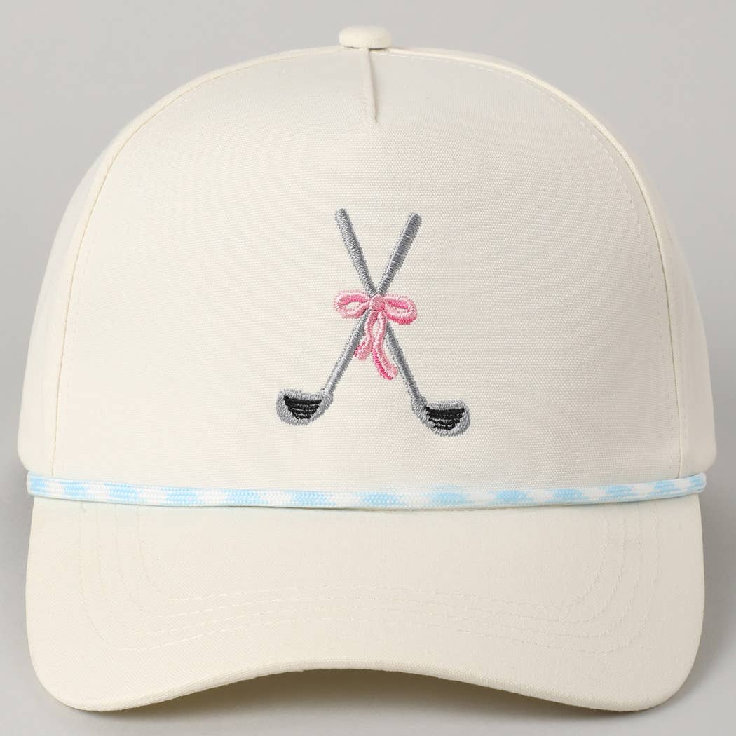 Fashion City - Golf Clubs with Ribbon Embroidered Trucker Hat: LT BLUE / ONE SIZE