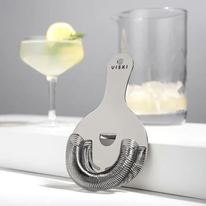 Viski - Harrison Polished Stainless Steel Hawthorne Strainer