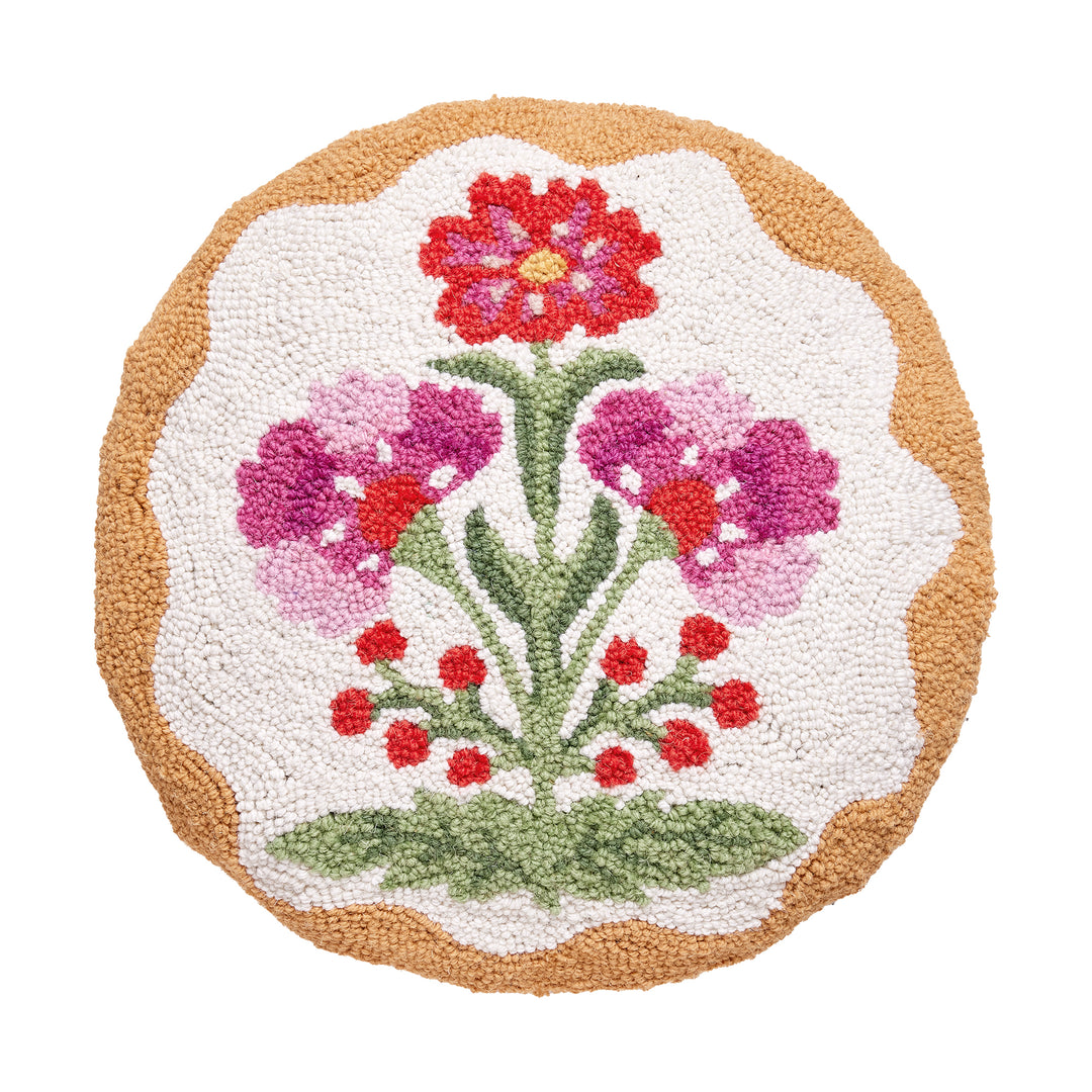 Shaped Mughal Flower Hook Pillow Poly Filled