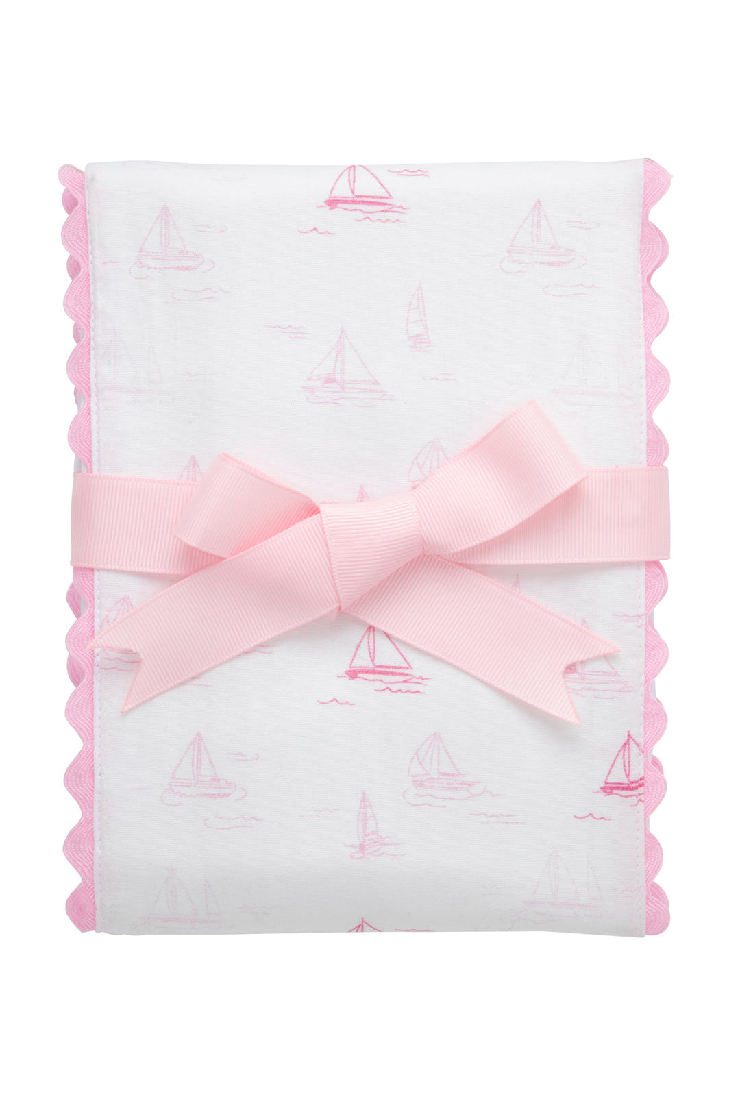 Sailboat Fancy Fabric Burp, Pink