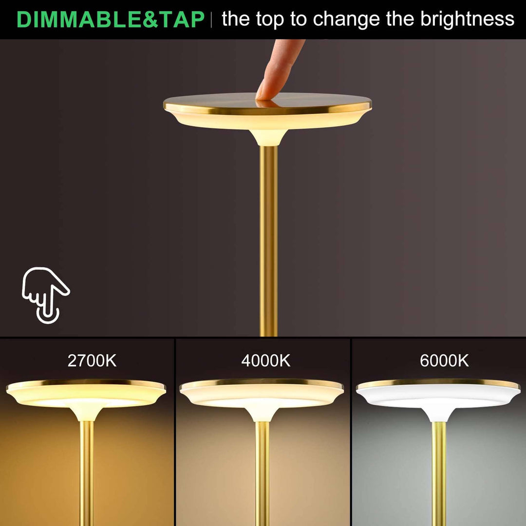 LAX Gadgets - LED Table Lamp – Touch Control, Dimmable, Rechargeable: Gold