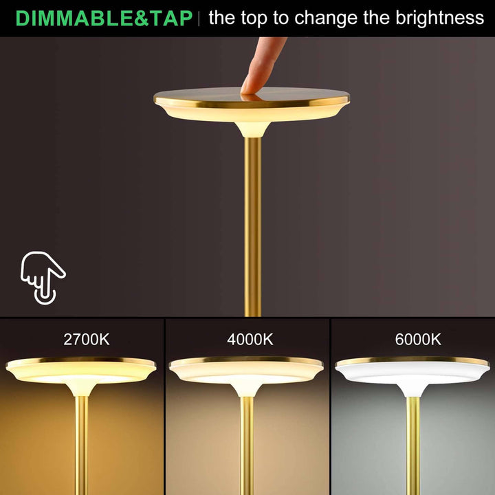 LAX Gadgets - LED Table Lamp – Touch Control, Dimmable, Rechargeable: Gold