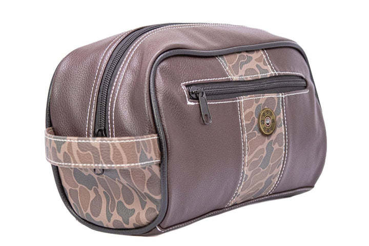 Zep-Pro - Shot Shell Brown Pebble Old School Camo Men's Toiletry Dopp Bag.: Green/Gray