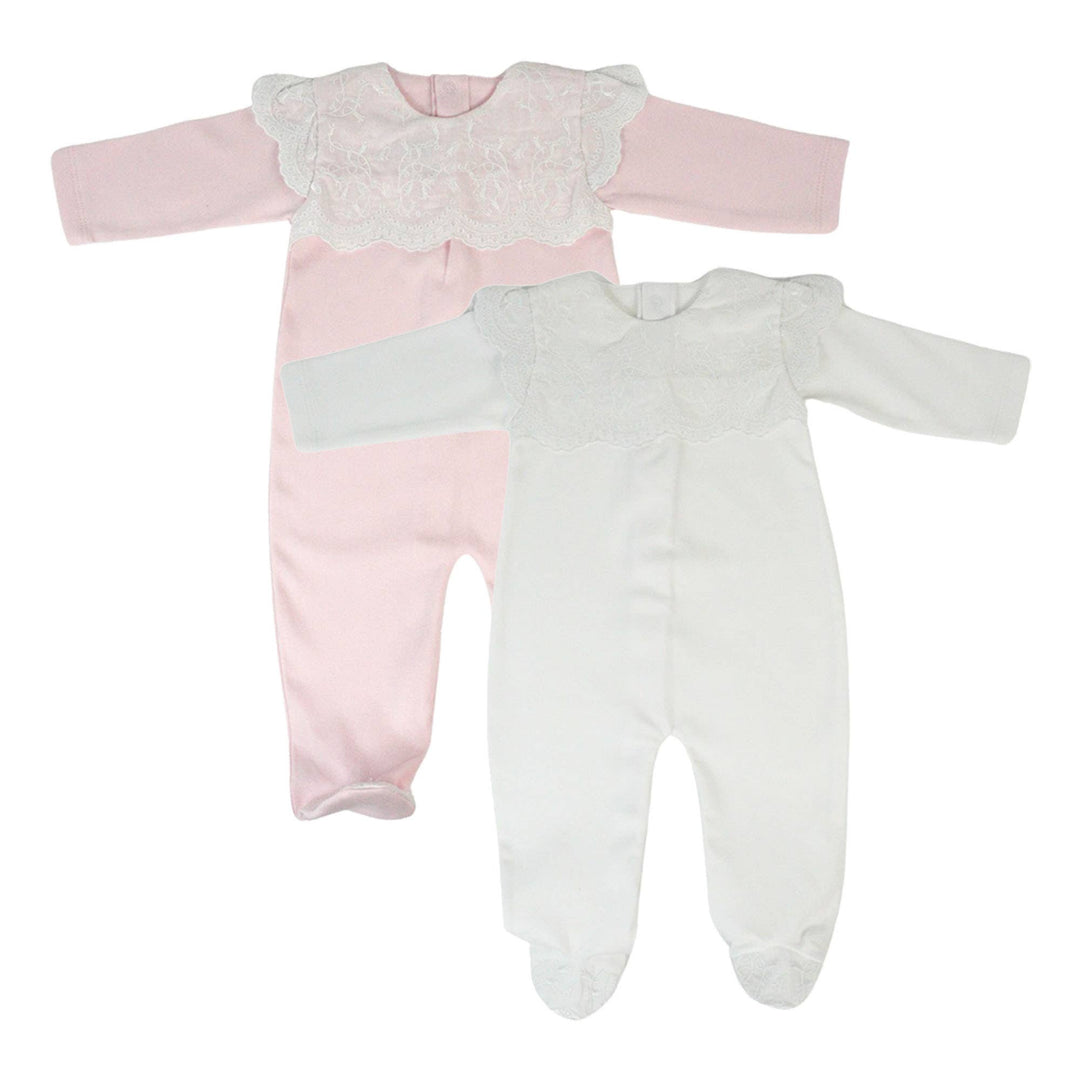 MARCELA - Swiss Batiste Baby Footie: White / 6-12 Months