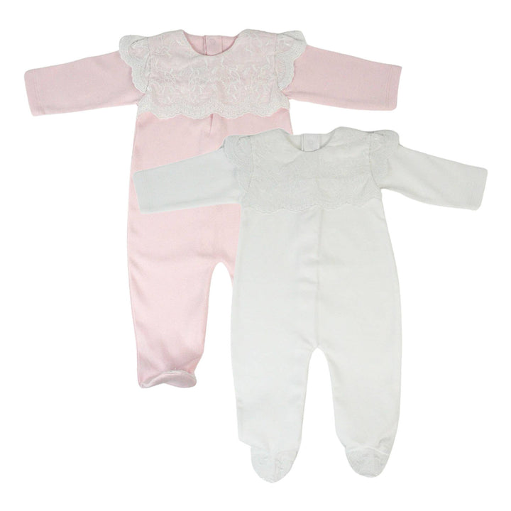 MARCELA - Swiss Batiste Baby Footie: White / 6-12 Months