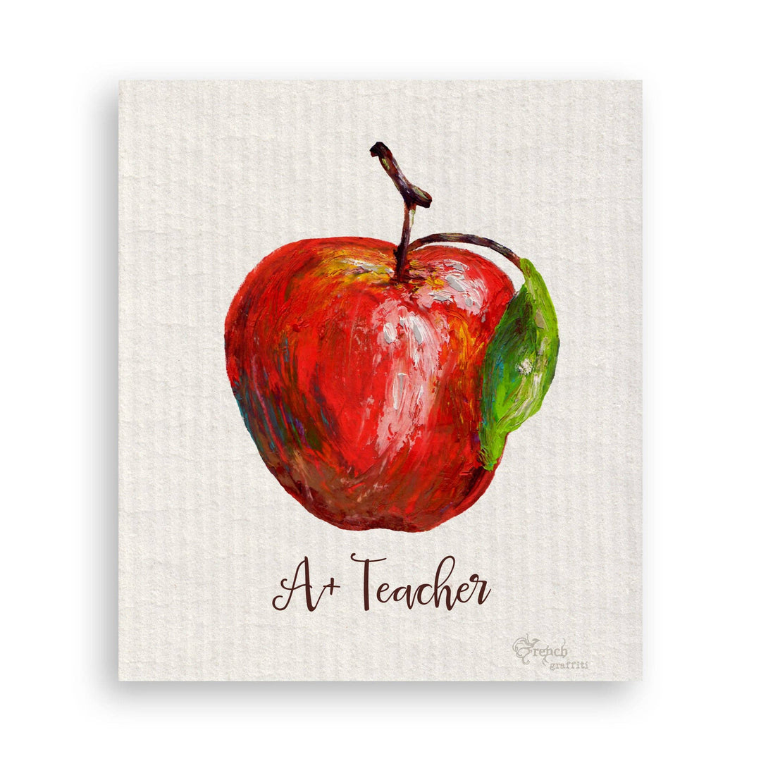 French Graffiti - Apple with A+ Teacher: Dishtowel