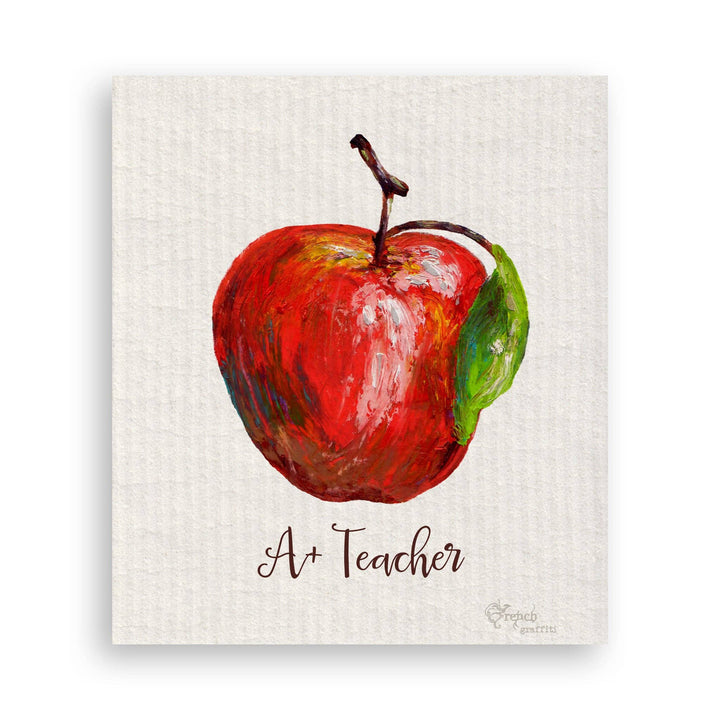 French Graffiti - Apple with A+ Teacher: Dishtowel