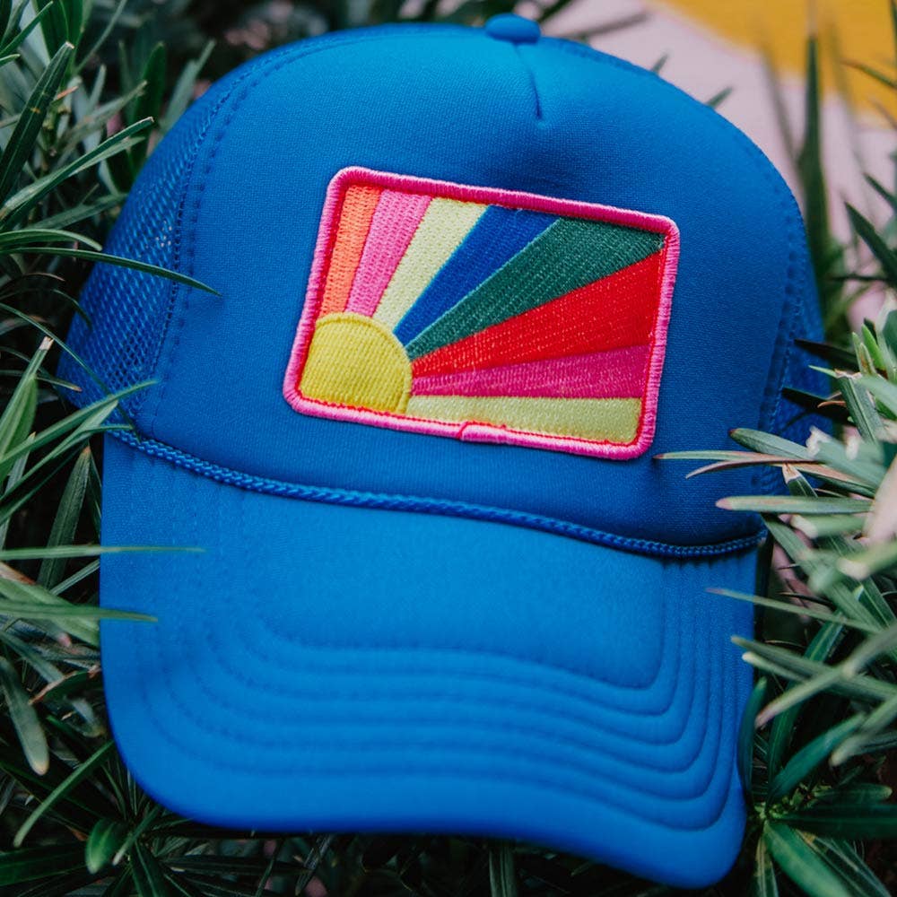 Katydid - Bursting Sunshine Patch Foam Trucker Hat: White