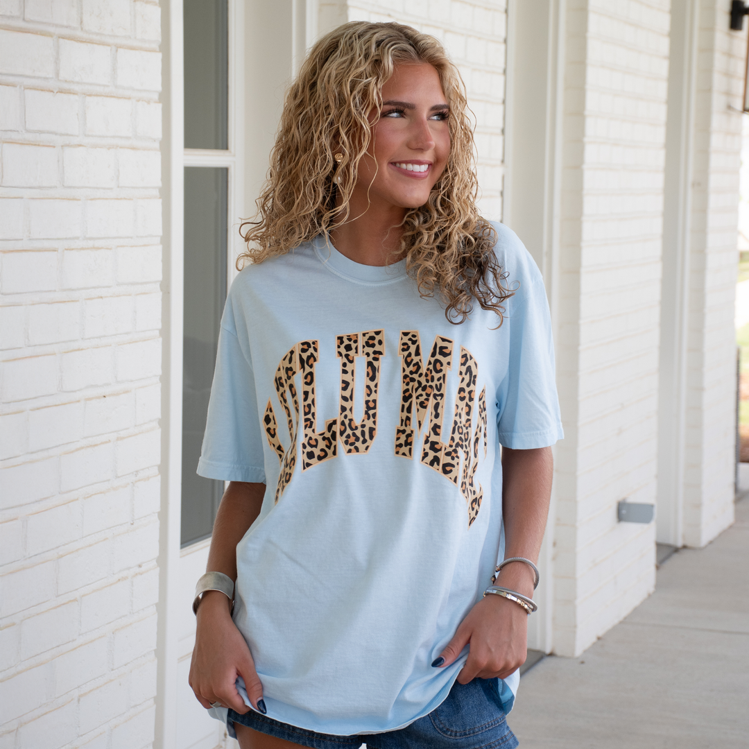 LULU MAC Leopard Adult Chambray Comfort Colors Tee - Small