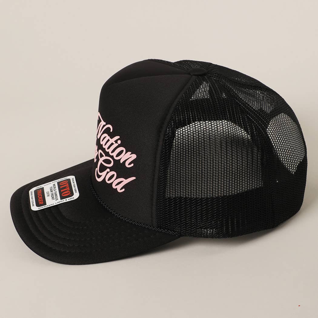 Fashion City - One Nation Under God Mesh Back Foam Trucker Hat: NEON PINK / One Size