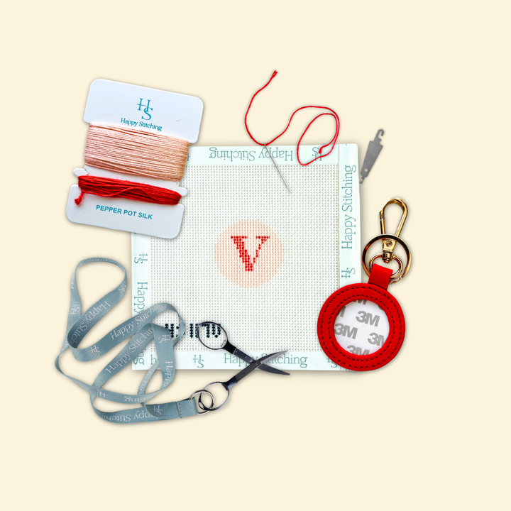 Happy Stitching - Our Initial Thought - Key Fob in Rosy Cheeks: J