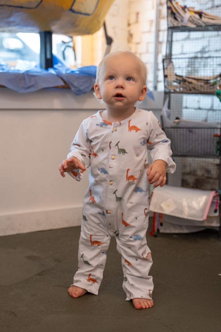 White Dino Boys Romper