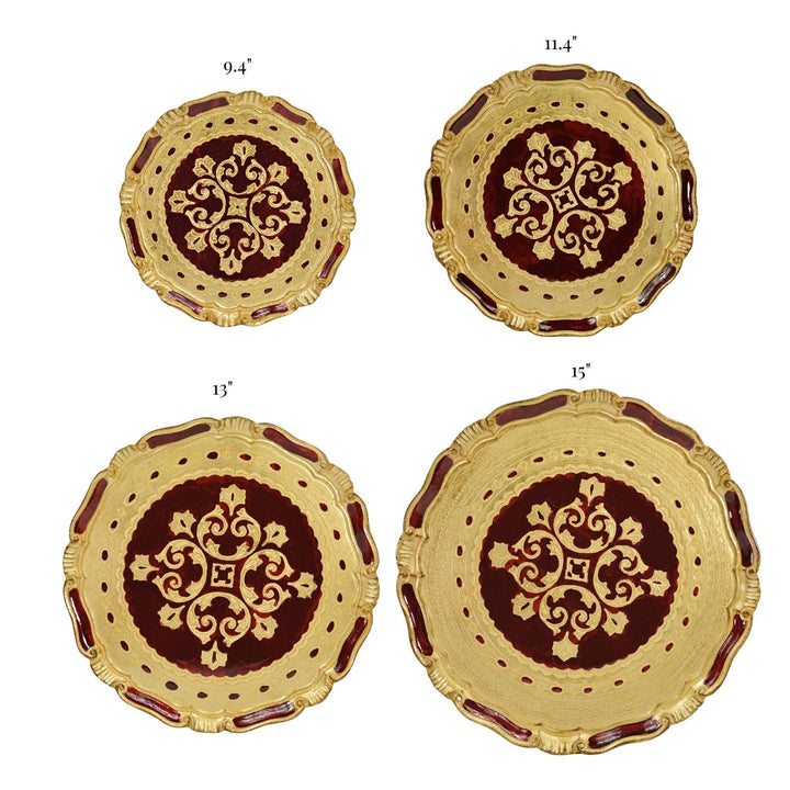 Via Graceffo - Florentine Carved Gilded Wood Circle Tray, Made in Italy: Large