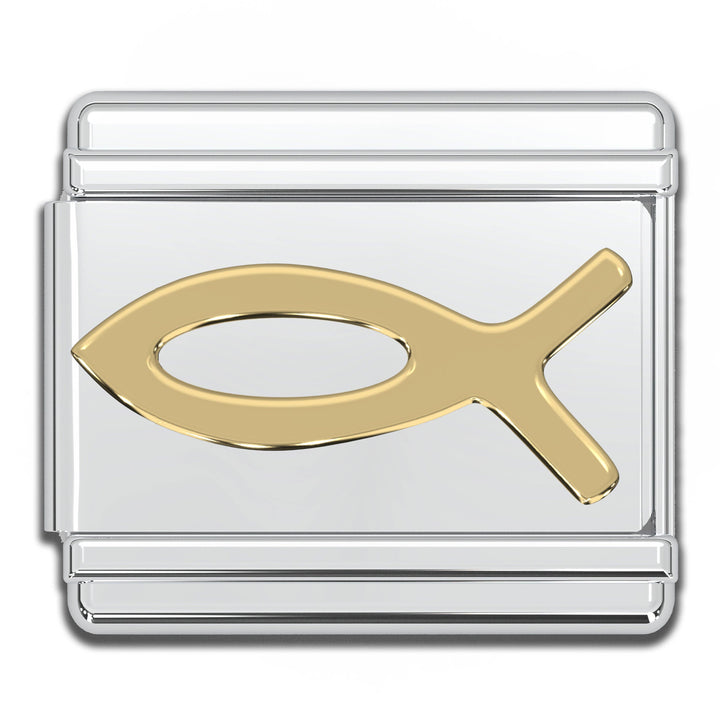 Natalia - Italian Bracelet Charms - Jesus Fish (Gold) Religious Links
