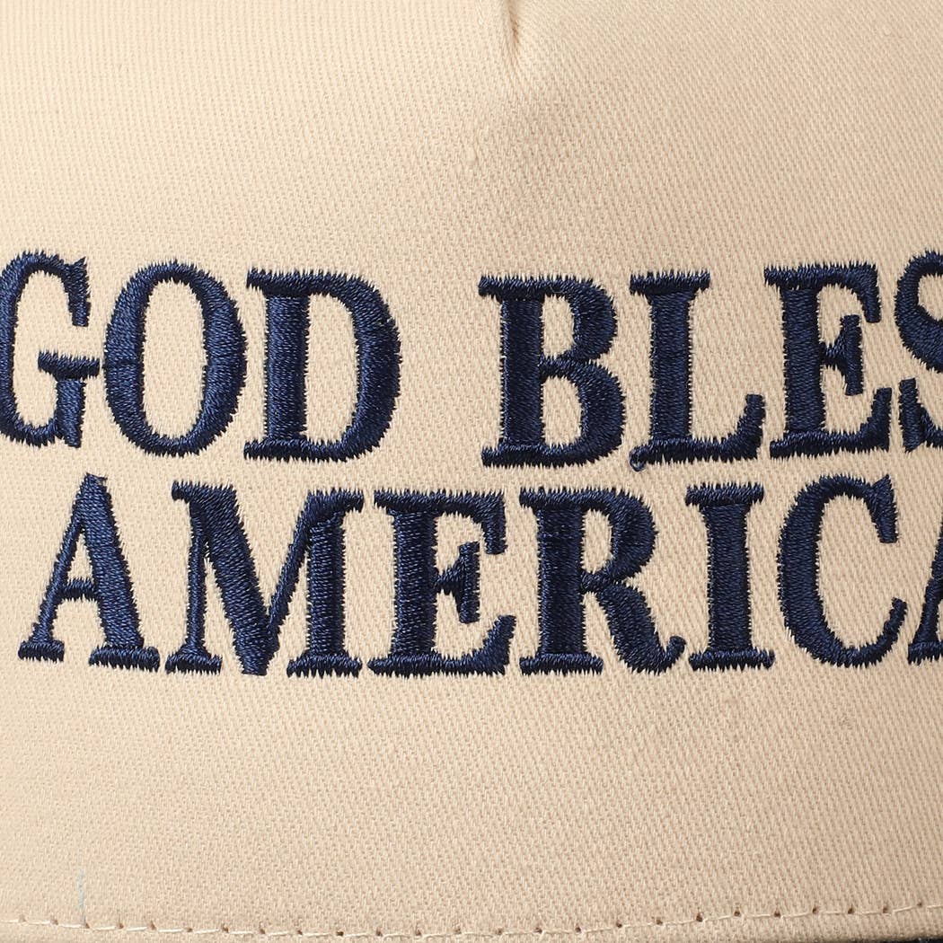 Fashion City - God Bless America Embroidered Two-Tone Canvas Cap: LT PINK / ONE SIZE