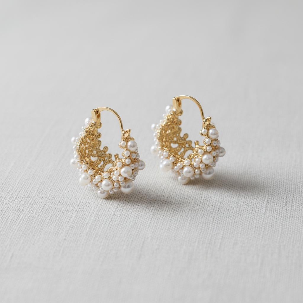 paperln - Gold Pearl Geometric Ear Cuffs