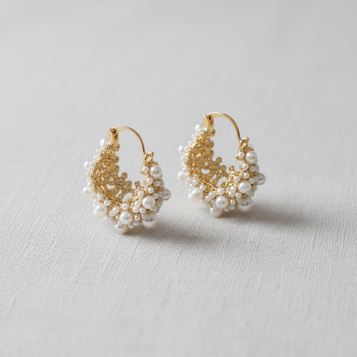 paperln - Gold Pearl Geometric Ear Cuffs