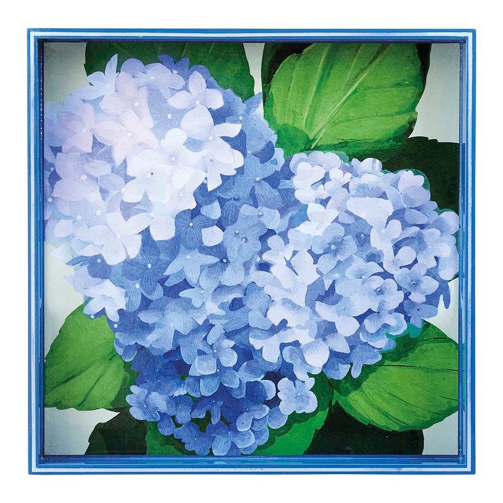 Blue Hydrangea Square Lacquer Serving Tray