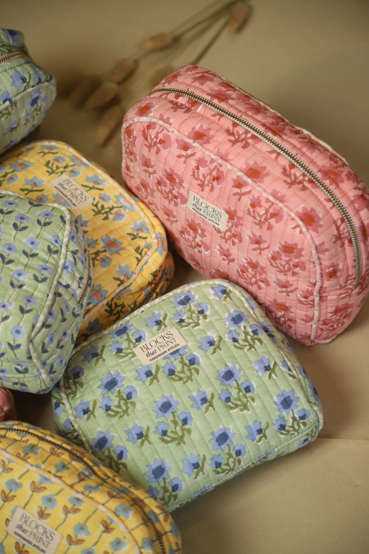 Blocks that Print - Green Blooms Travel Pouch
