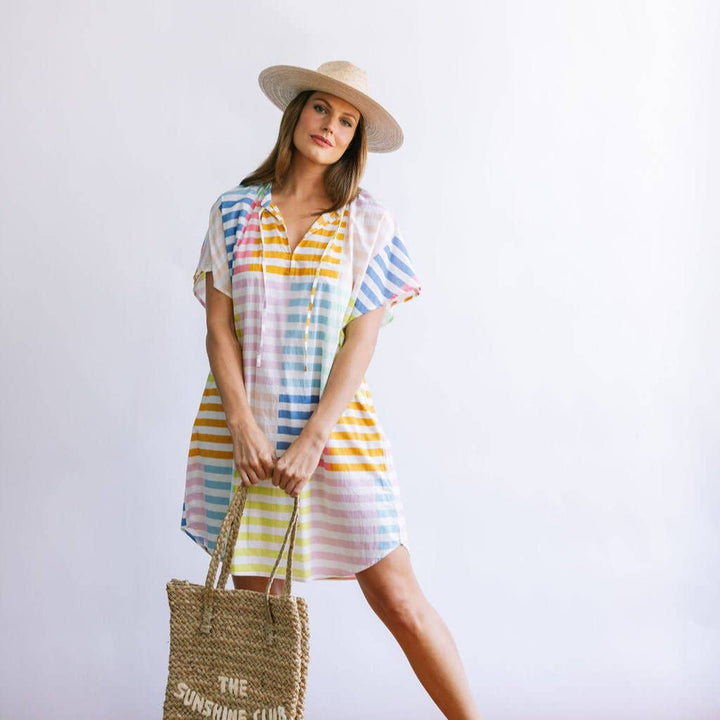 Sunshine Tienda - Colorful Stripe Cove Cover-Up: M