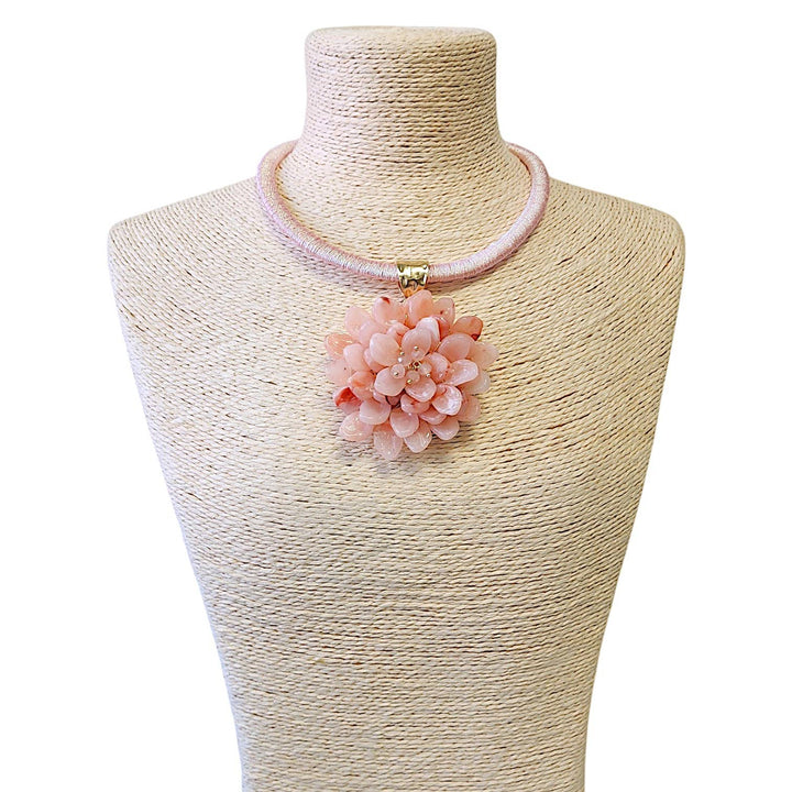 Bijoux Envie Statement Jewelry - Pink Flower Collar Necklace | Coastal Statement Jewelry