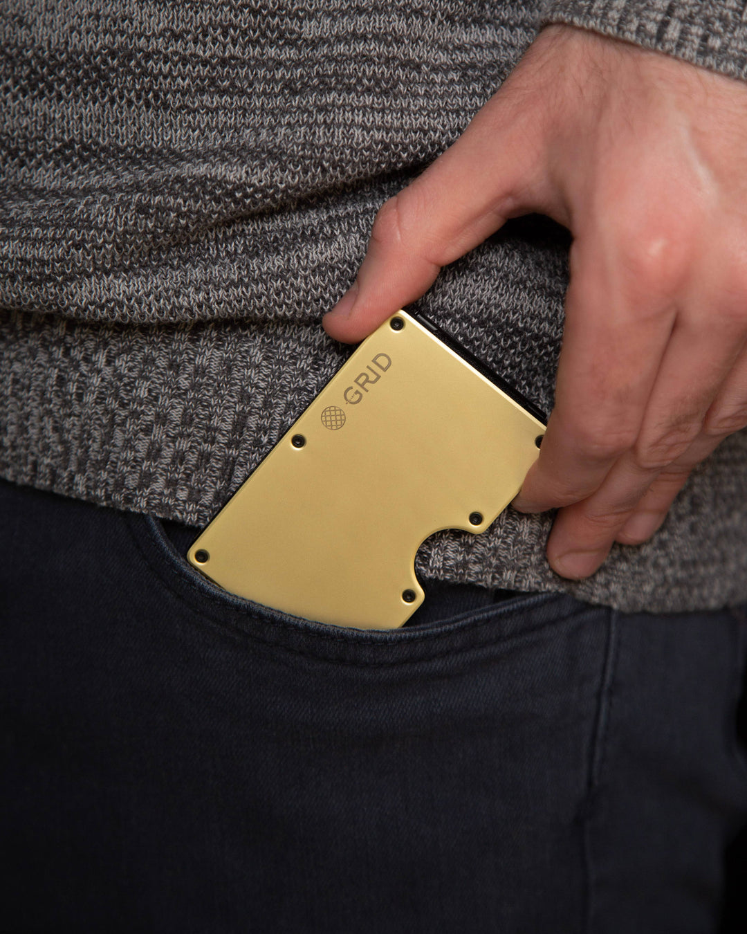 GRID Wallet - Grid Wallet // Gold Aluminum: Gold / Aluminum / 3.38"L x 2.12"W x 0.23"H