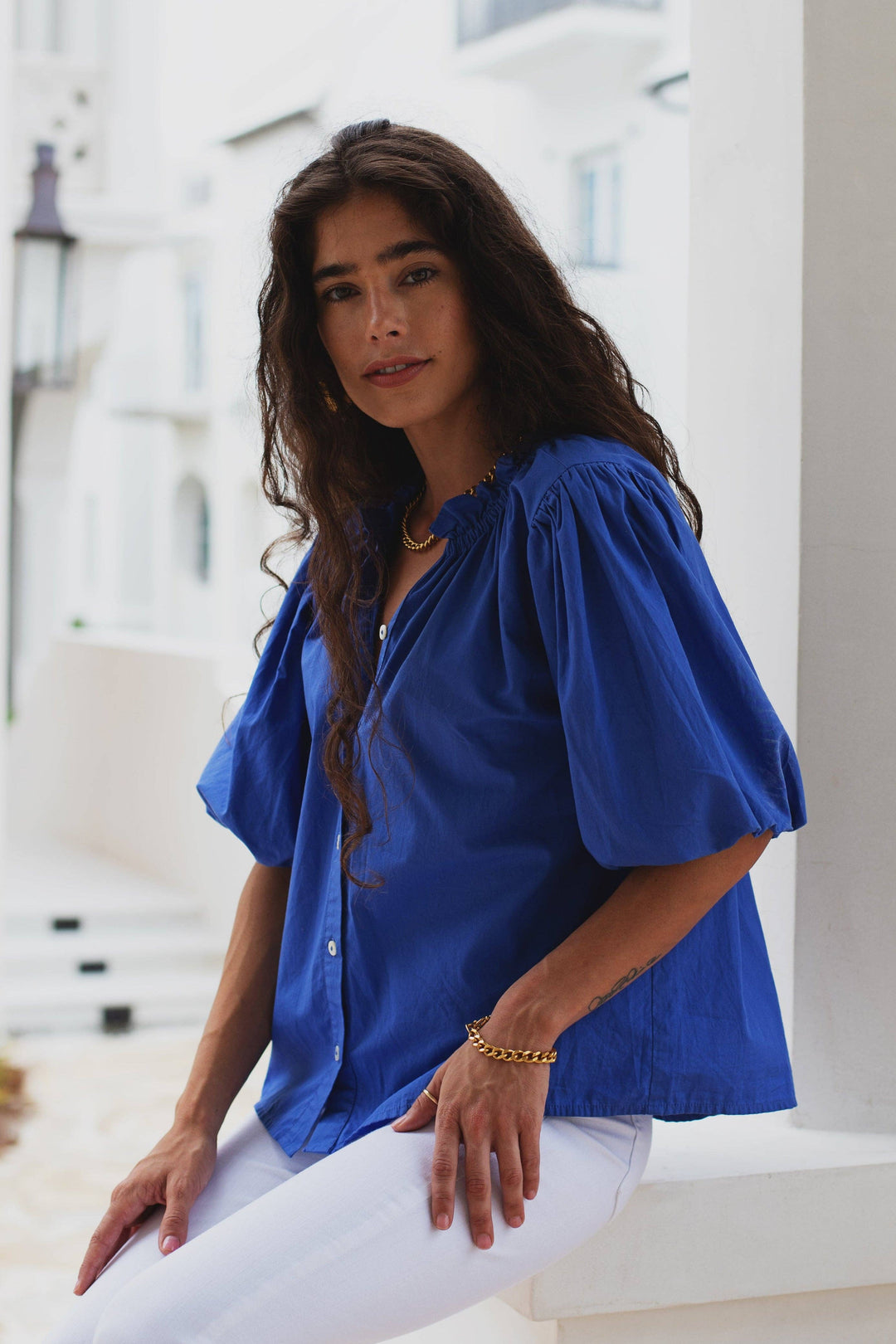 Ex Voto - Daisy Blouse in Royal Blue by ExVoto: L