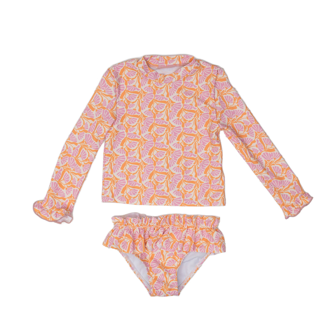 Panama LS Mod Pink & Orange Floral Two Piece Swim UPF50