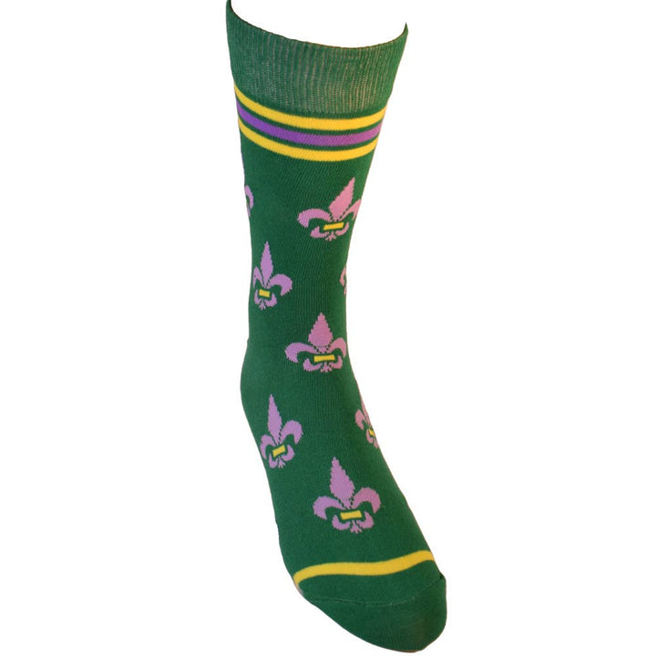 Buy Socks You All - Fleur de Lis Shapes Yellow, Green and Purple Men's Socks
