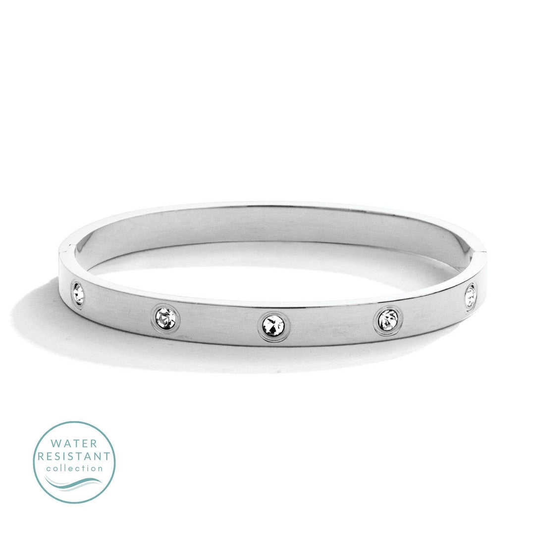 Splendid Iris - Cubic Zirconia Hinged Bracelet: Gold