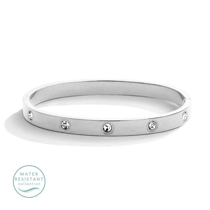 Splendid Iris - Cubic Zirconia Hinged Bracelet: Gold