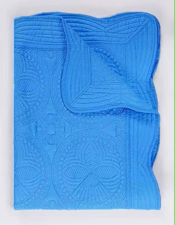 Zsa Zsa & LoLLi - Heirloom Quilt - Baby Quilt Blanket Swaddle Monogram: Baby Blue