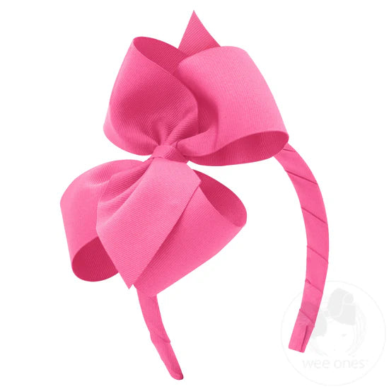 Small King Classic Grosgrain Girls Hair Bow on Headband