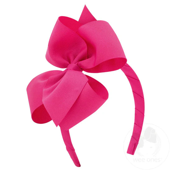 Small King Classic Grosgrain Girls Hair Bow on Headband