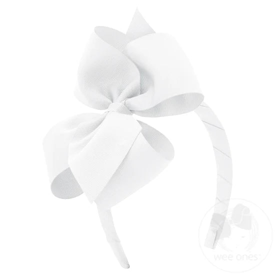 Small King Classic Grosgrain Girls Hair Bow on Headband